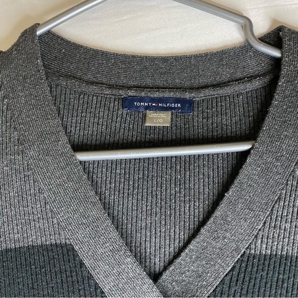 Tommy Hilfiger Sz L Colourblock Knit Sweater Dress Long Sleeve Dark Acadamia - Picture 4 of 7